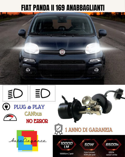 💕 KIT BI-LED H4 PER FIAT PANDA II 169 18000 LUMEN 6000K 💕