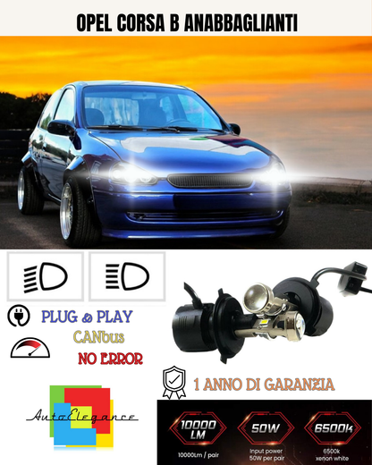 💕 KIT BI-LED H4 PER OPEL CORSA B 18000 LUMEN 6000K 💕