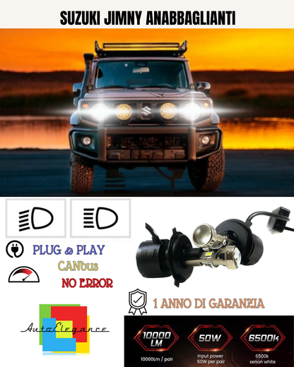 💕 KIT BI-LED H4 PER SUZUKI JIMNY 18000 LUMEN 6000K 💕