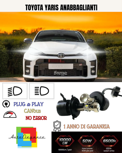 💕 KIT BI-LED H4 PER TOYOTA YARIS 18000 LUMEN 6000K 💕