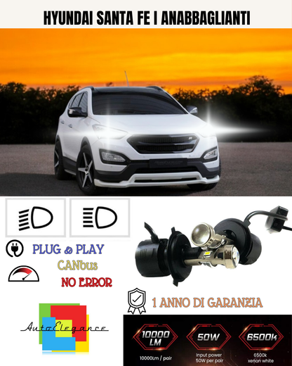 💕 KIT BI-LED H4 PER HYUNDAI SANTA FE I 18000 LUMEN 6000K 💕