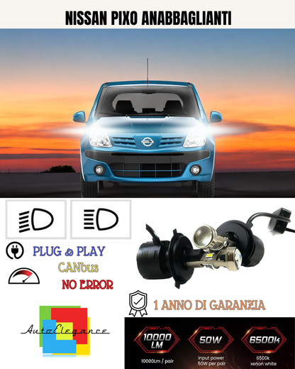 💕 KIT BI-LED H4 PER NISSAN PIXO 18000 LUMEN 6000K 💕