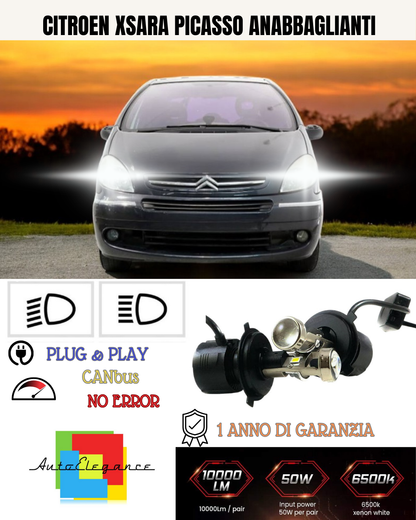 💕 KIT BI-LED H4 PER CITROEN XSARA PICASSO 18000 LUMEN 6000K 💕