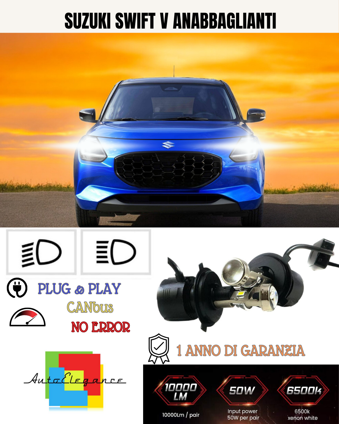 💕 KIT BI-LED H4 PER SUZUKI SWIFT V 18000 LUMEN 6000K 💕