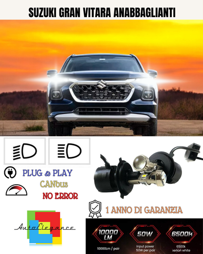 💕 KIT BI-LED H4 PER SUZUKI GRAN VITARA 18000 LUMEN 6000K 💕