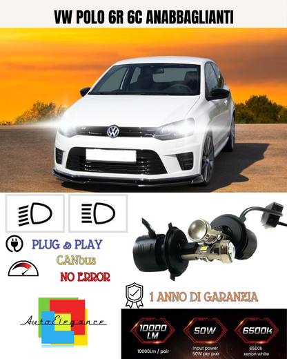 💕 KIT BI-LED H4 PER VW POLO 6R 6C 18000 LUMEN 6000K 💕