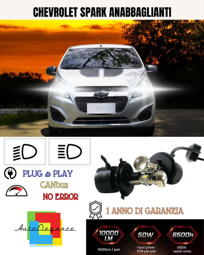 💕 KIT BI-LED H4 PER CHEVROLET SPARK 18000 LUMEN 6000K 💕