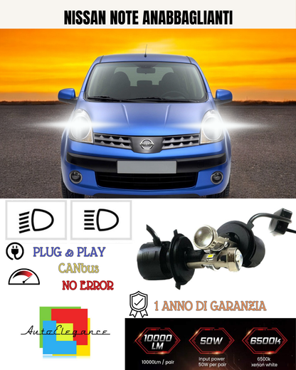 💕 KIT BI-LED H4 PER NISSAN NOTE 18000 LUMEN 6000K 💕