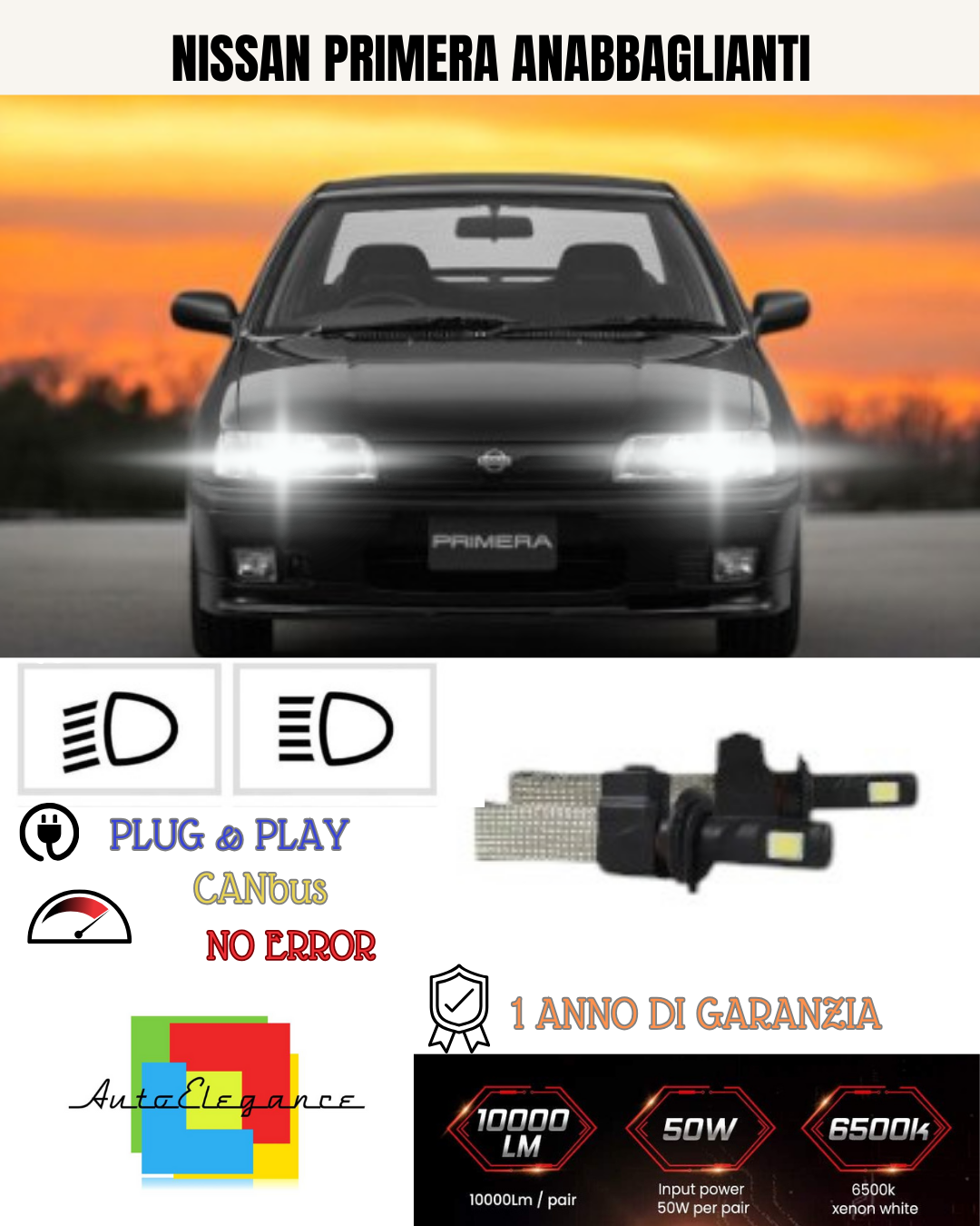 💕 KIT LED H7 PER NISSAN PRIMERA 6000K BIANCO 6400 LUMEN ANABBAGLIANTI 💕