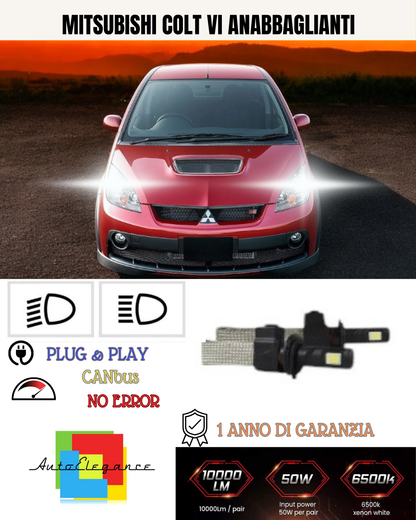 💕 KIT LED H7 PER MITSUBISHI COLT VI 6000K BIANCO ANABBAGLIANTI 💕