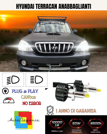 💕 KIT LED H7 PER HYUNDAI TERRACAN 6000K BIANCO ANABBAGLIANTI 💕