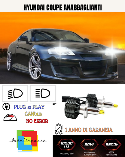 💕 KIT LED H7 PER HYUNDAI COUPE 6000K BIANCO ANABBAGLIANTI 💕