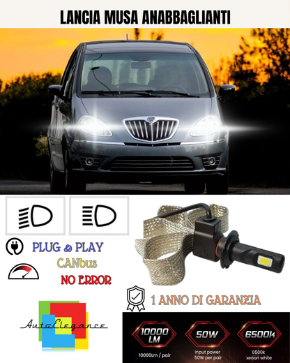 💕 KIT LED H7 PER LANCIA MUSA 6000K BIANCO ANABBAGLIANTI 💕