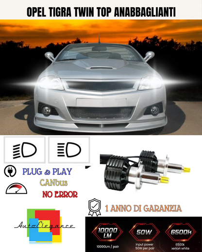 💕 KIT LED H7 PER OPEL TIGRA TWIN TOP BIANCO 9600 LUMEN ANABBAGLIANTI 💕