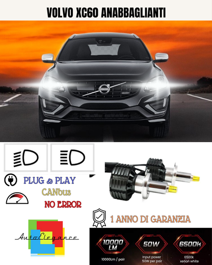 💕 KIT LED H7 PER VOLVO XC60 BIANCO 9600 LUMEN 6000K ANABBAGLIANTI 💕