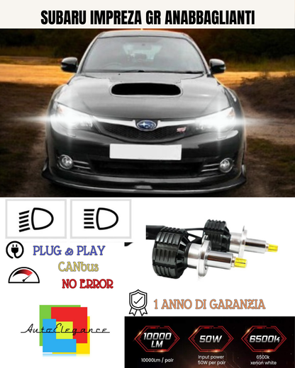💕 KIT LED H7 PER SUBARU IMPREZA GR BIANCO 9600 LUMEN 6000K ANABBAGLIANTI 💕