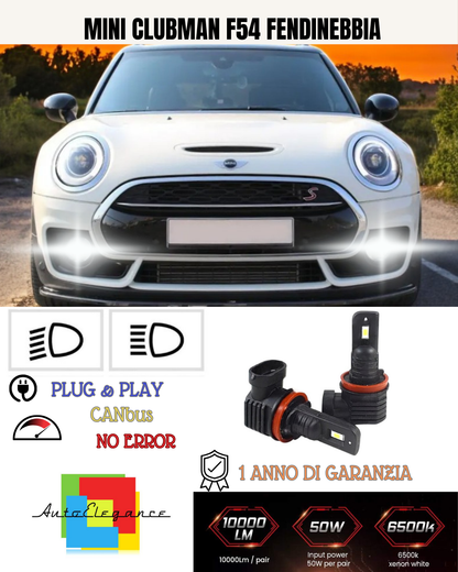 💕 KIT LED H8 FENDINEBBIA MINI CLUBMAN F54 6000K BIANCO 6000 LUMEN 💕