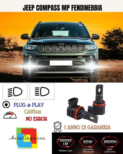 💕 KIT LED H11 JEEP COMPASS MP FENDINEBBIA 6000K BIANCO 6000 LUMEN 💕