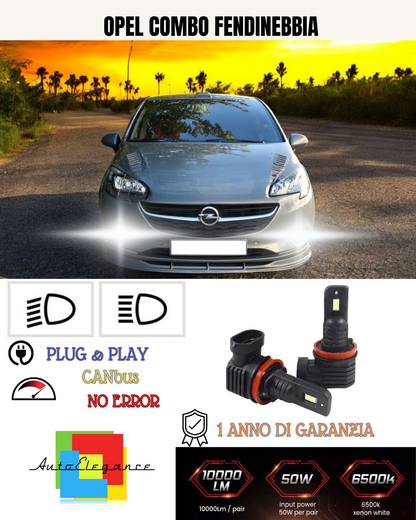 💕 KIT LED H11 OPEL COMBO FENDINEBBIA 6000K BIANCO 6000 LUMEN 💕