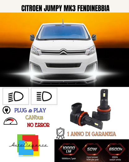 💕 KIT LED H11 CITROEN JUMPY MK3 FENDINEBBIA 6000K BIANCO 6000 LUMEN 💕