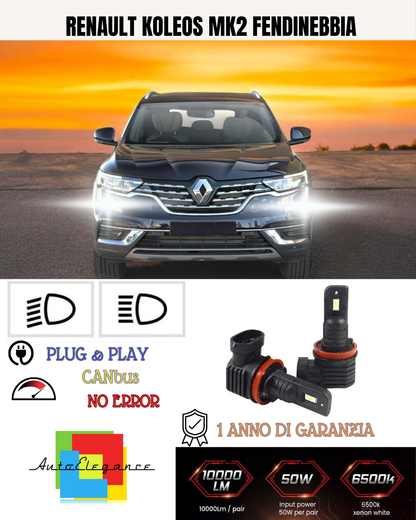💕 KIT LED H11 RENAULT KOLEOS MK2 FENDINEBBIA 6000K BIANCO 6000 LUMEN 💕