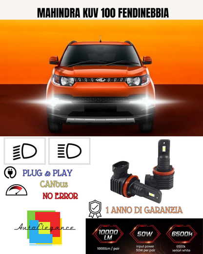 💕 KIT LED H11 MAHINDRA KUV 100 FENDINEBBIA 6000K BIANCO 6000 LUMEN 💕