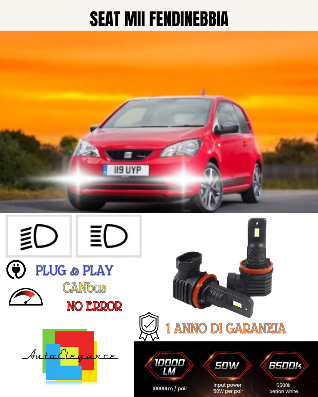 💕 KIT LED HB4 SEAT MII FENDINEBBIA 6000K BIANCO 6000 LUMEN 💕