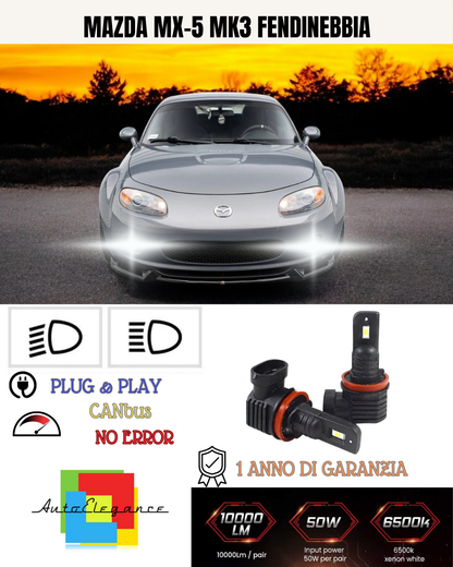 💕 KIT LED H11 MAZDA MX-5 MK3 FENDINEBBIA 6000K BIANCO 6000 LUMEN 💕