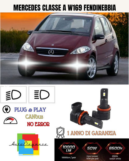 💕 KIT LED H11 MERCEDES CLASSE A W169 FENDINEBBIA 6000K BIANCO 6000 LUMEN 💕