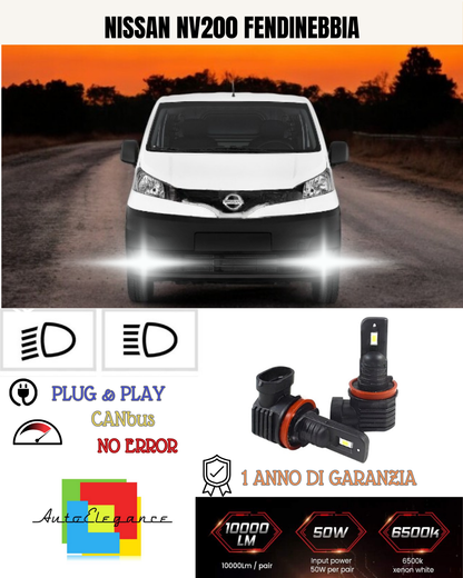 💕 KIT LED H8 NISSAN NV200 FENDINEBBIA 6000K BIANCO 6000 LUMEN 💕