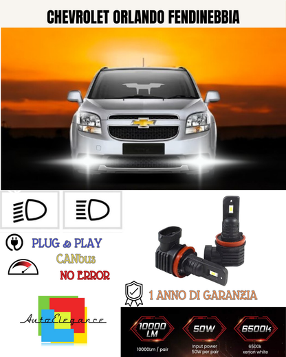 💕 KIT LED H8 CHEVROLET ORLANDO FENDINEBBIA 6000K BIANCO 6000 LUMEN 💕