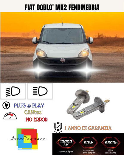 💕 KIT LED H1 FIAT DOBLO' MK2 FENDINEBBIA 6000K BIANCO 6000 LUMEN 💕