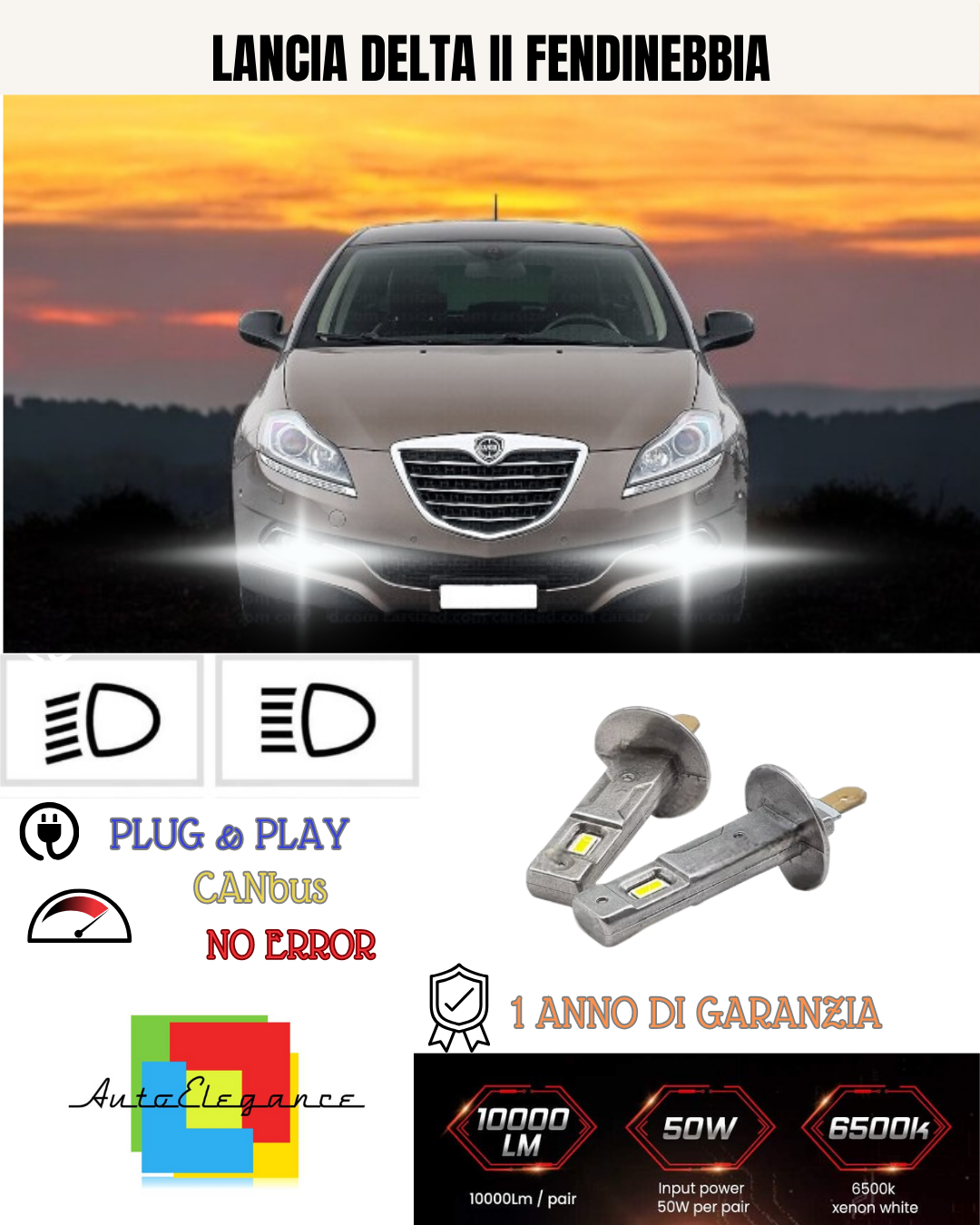 💕 KIT LED H1 LANCIA DELTA MK2 FENDINEBBIA 6000K BIANCO 6000 LUMEN 💕