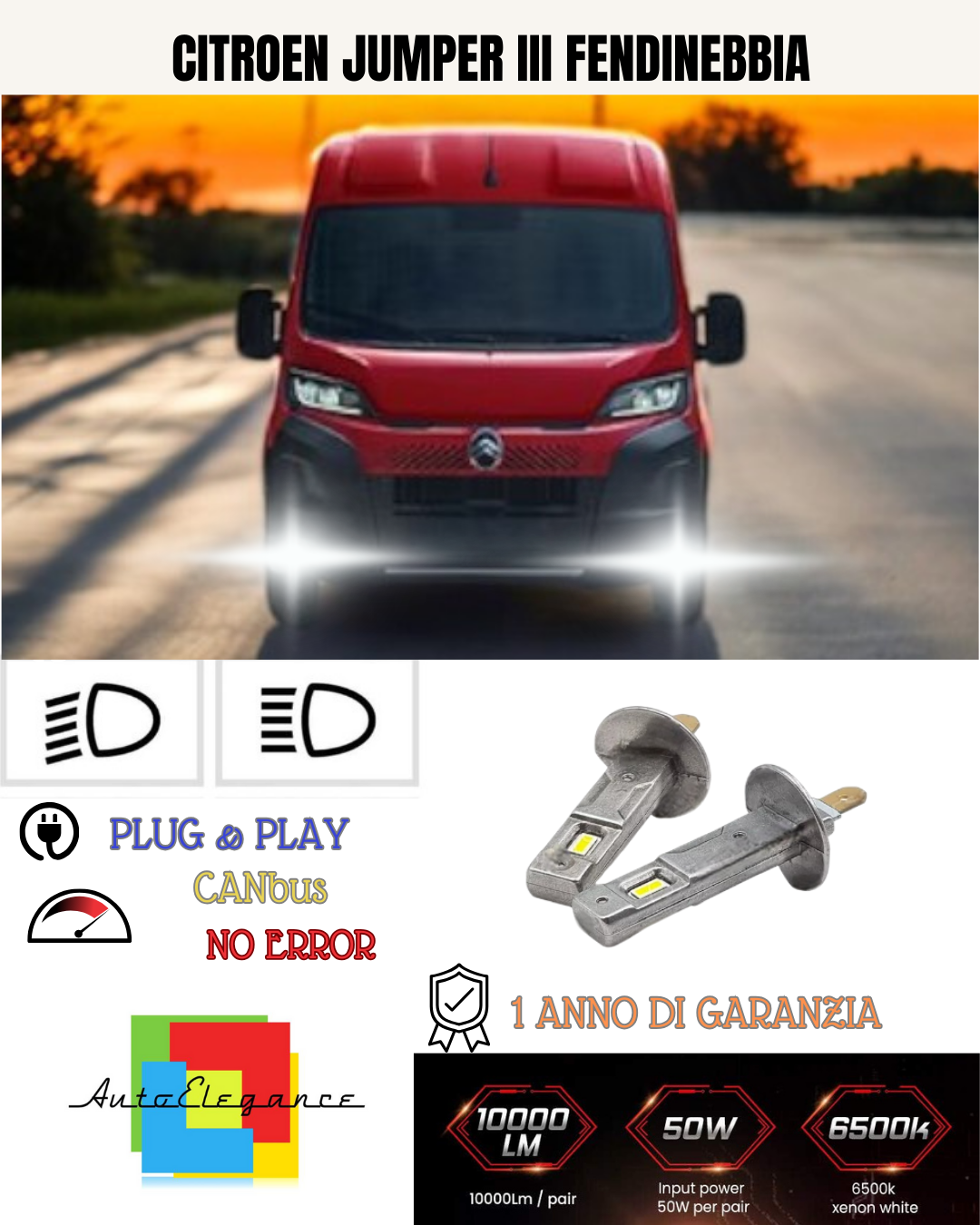 💕 KIT LED H1 CITROEN JUMPER MK3 FENDINEBBIA 6000K BIANCO 6000 LUMEN 💕