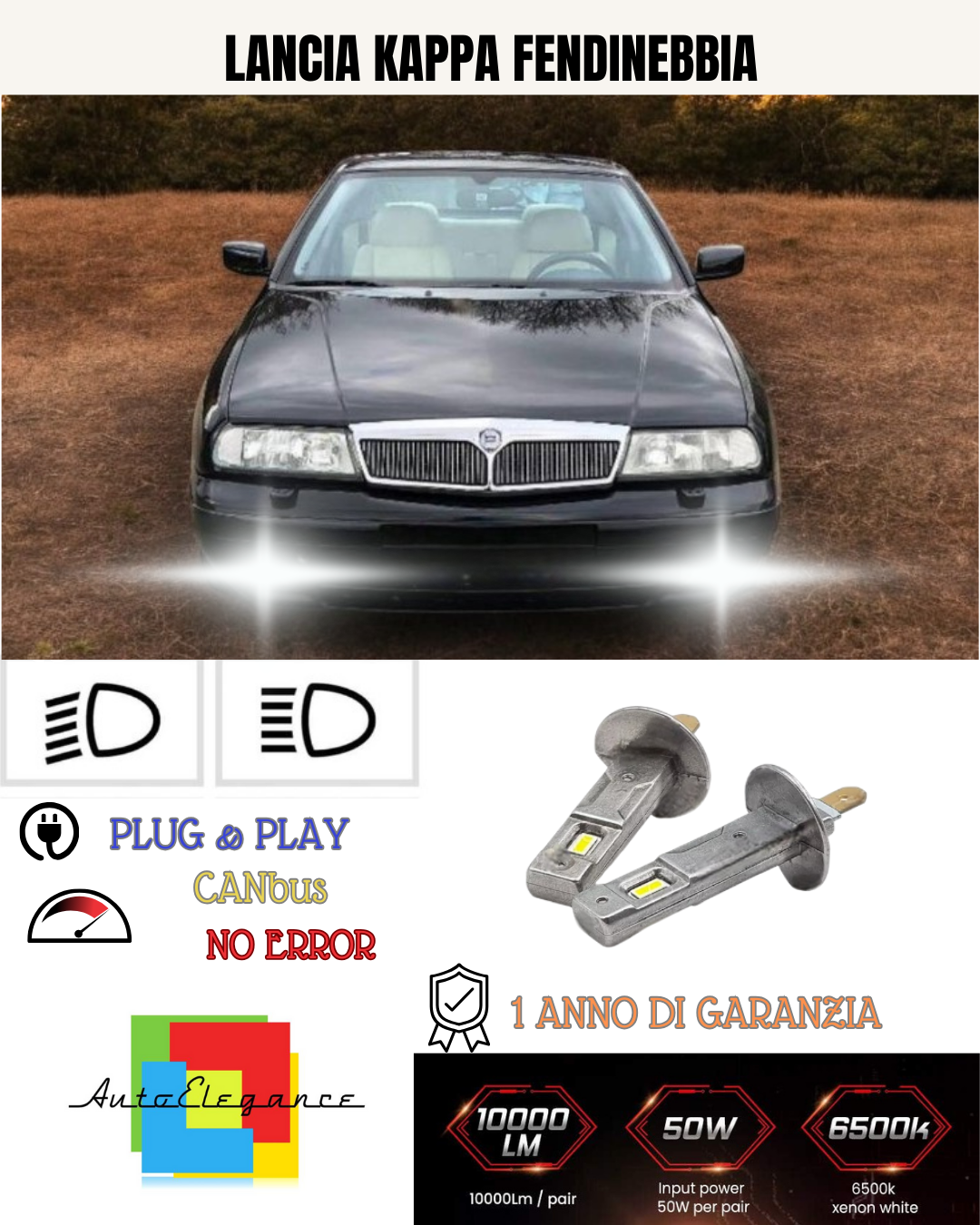 💕 KIT LED H1 LANCIA KAPPA FENDINEBBIA 6000K BIANCO 6000 LUMEN 💕