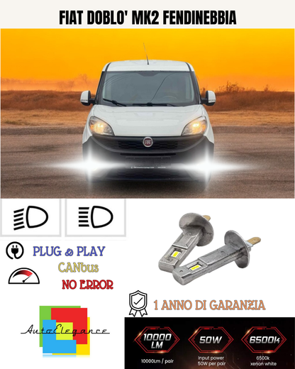 💕 KIT LED H1 FIAT DOBLO' MK2 FENDINEBBIA 6000K BIANCO 6000 LUMEN 💕