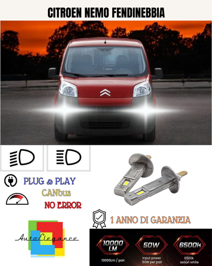 💕 KIT LED H1 CITROEN NEMO FENDINEBBIA 6000K BIANCO 6000 LUMEN 💕