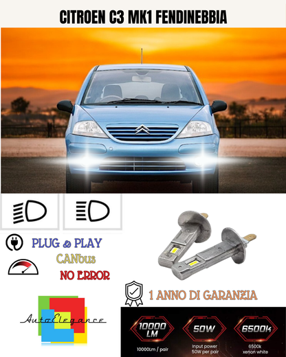 💕 KIT LED H1 CITROEN C3 MK1 FENDINEBBIA 6000K BIANCO 6000 LUMEN 💕