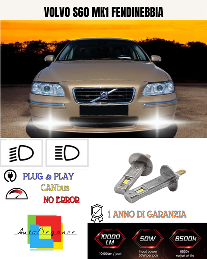 💕 KIT LED H1 VOLVO S60 MK1 FENDINEBBIA 6000K BIANCO 6000 LUMEN 💕