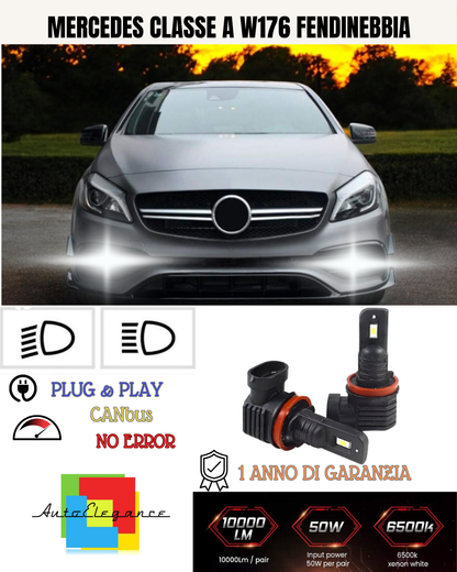 💕 KIT LED H11 MERCEDES CLASSE A W176 FENDINEBBIA 6000K BIANCO 6000 LUMEN 💕