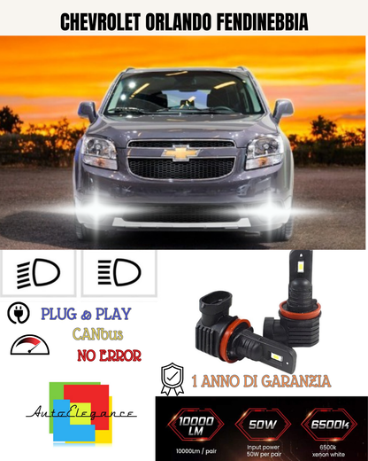 💕 KIT LED H8 CHEVROLET ORLANDO FENDINEBBIA 6000K BIANCO 6000 LUMEN 💕