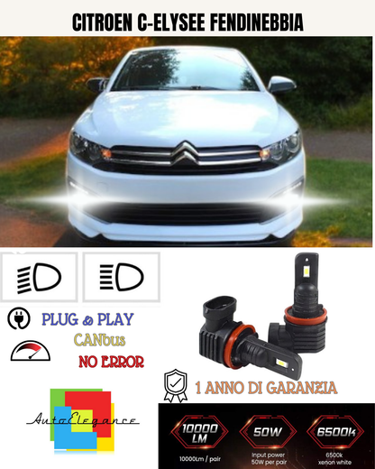 💕 KIT LED H11 CITROEN C-ELYSEE FENDINEBBIA 6000K BIANCO 6000 LUMEN 💕