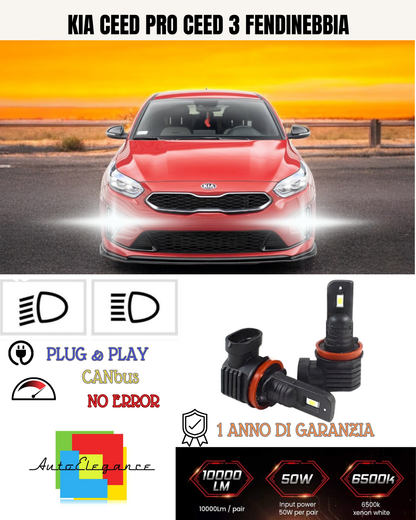 💕 KIT LED H8 KIA CEED PRO CEED 3 FENDINEBBIA 6000K BIANCO 6000 LUMEN 💕