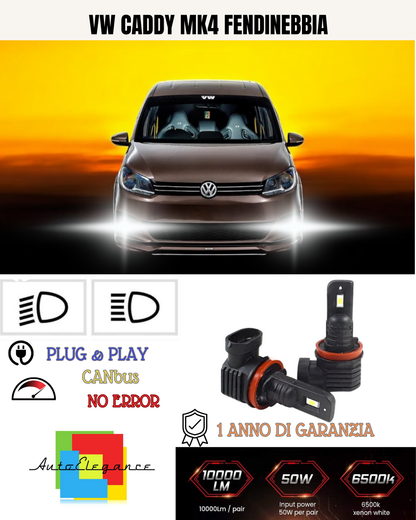 💕 KIT LED H11 VW CADDY MK4 FENDINEBBIA 6000K BIANCO 6000 LUMEN 💕