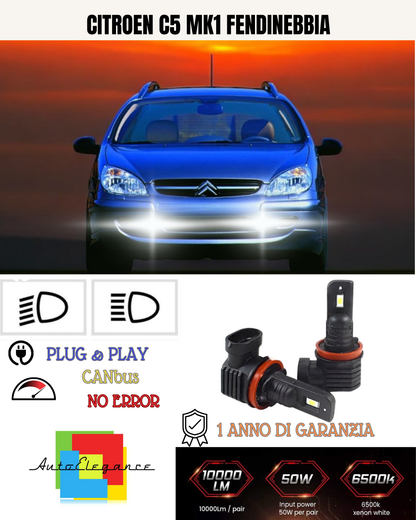 💕 KIT LED H8 CITROEN C5 MK1 FENDINEBBIA 6000K BIANCO 6000 LUMEN 💕
