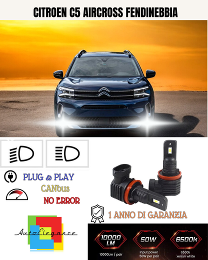 💕 KIT LED H8 CITROEN C5 AIRCROSS FENDINEBBIA 6000K BIANCO 6000 LUMEN 💕
