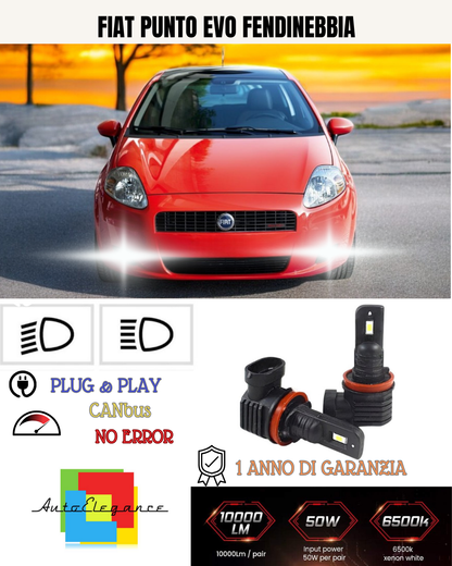 💕 KIT LED H11 FIAT PUNTO EVO FENDINEBBIA 6000K BIANCO 6000 LUMEN 💕
