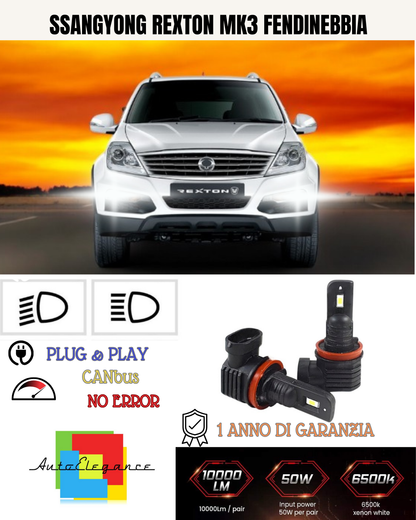 💕 KIT LED H16 SSANGYONG REXTON MK3 FENDINEBBIA 6000K BIANCO 6000 LUMEN 💕