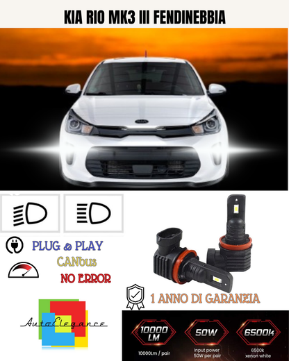 💕 KIT LED HB4 KIA RIO MK3 III FENDINEBBIA 6000K BIANCO 6000 LUMEN 💕