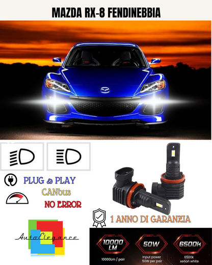 💕 KIT LED HB4 MAZDA RX-8 FENDINEBBIA 6000K BIANCO 6000 LUMEN 💕